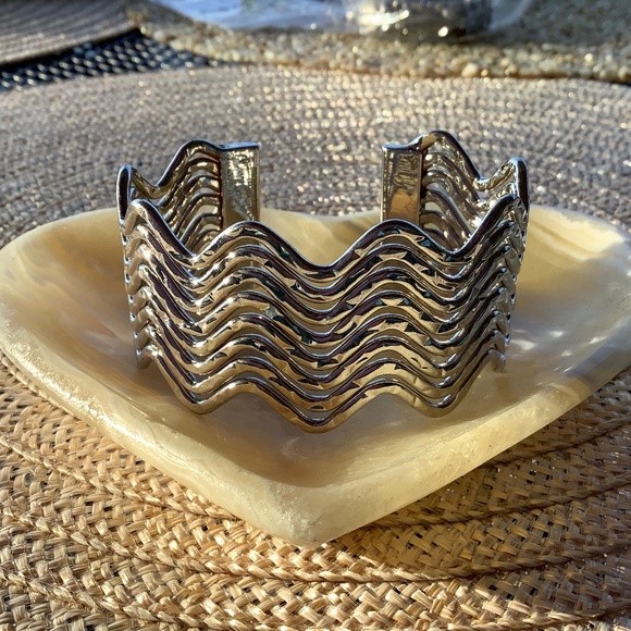 Silver Bangle Cuff Bracelet - Picture 9 of 9